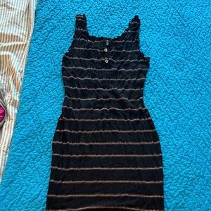Iris Black and Tan Striped Mini Dress